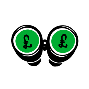 Illustration showing binoculars looking at pound signs