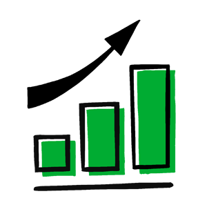 Illustration showing bar chart going up